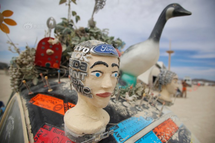 Details of Harrod Blank's art car as approximately 70,000 people from all over the world gather for the 30th annual Burning Man arts and music festival in the Black Rock Desert of Nevada, U.S.